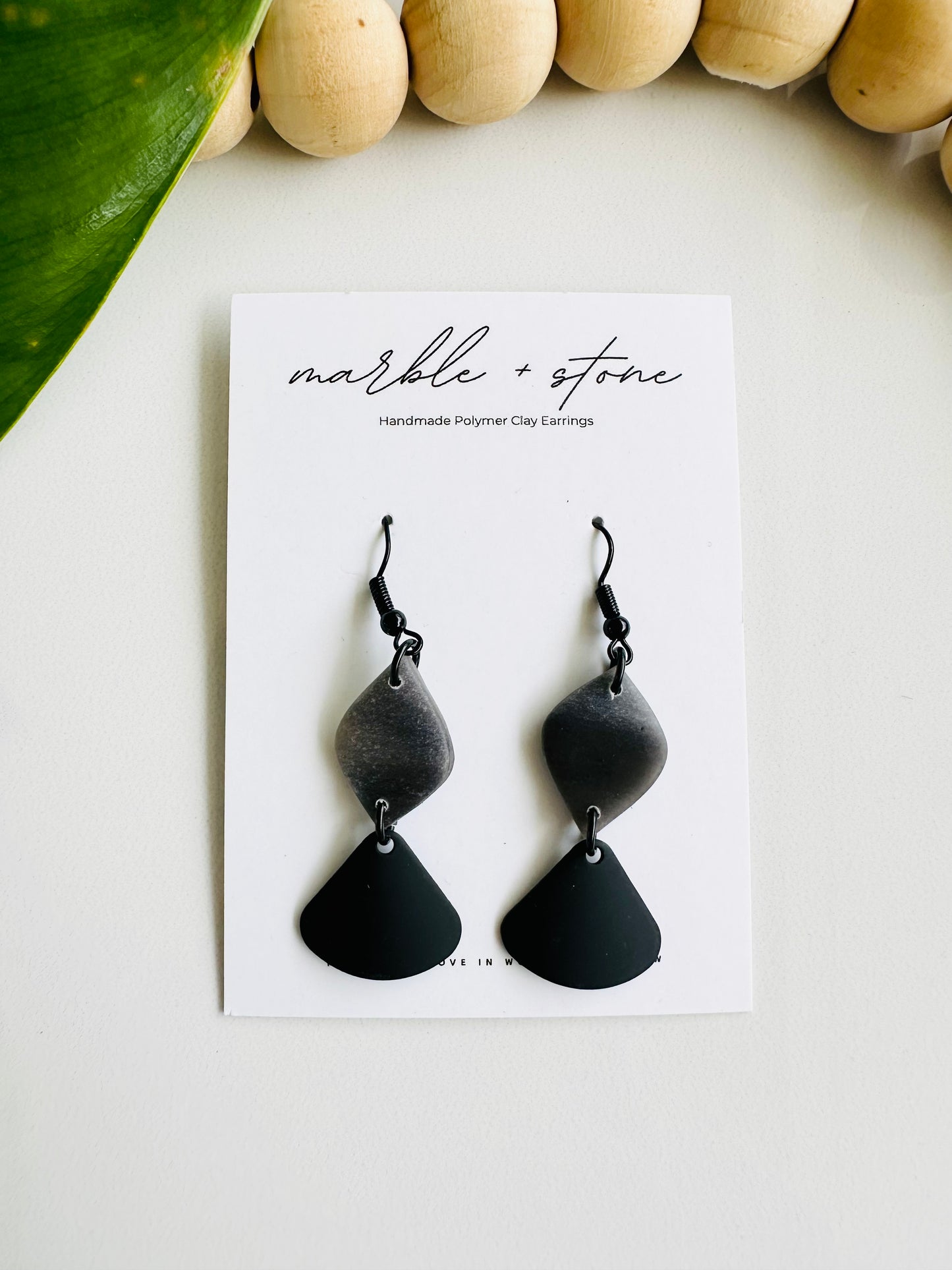 Black translucent drop earring