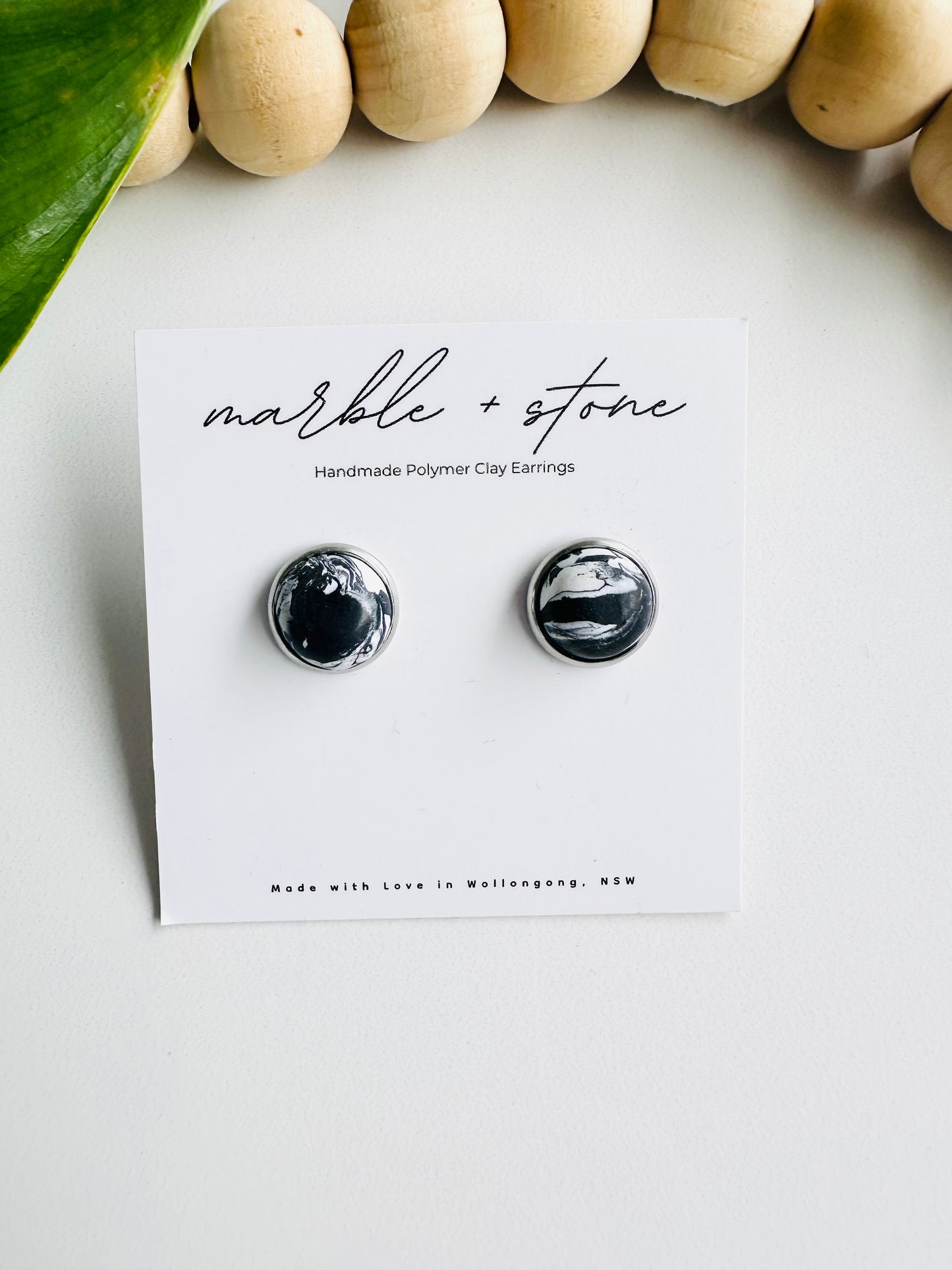 Ball stud - silver/black and white