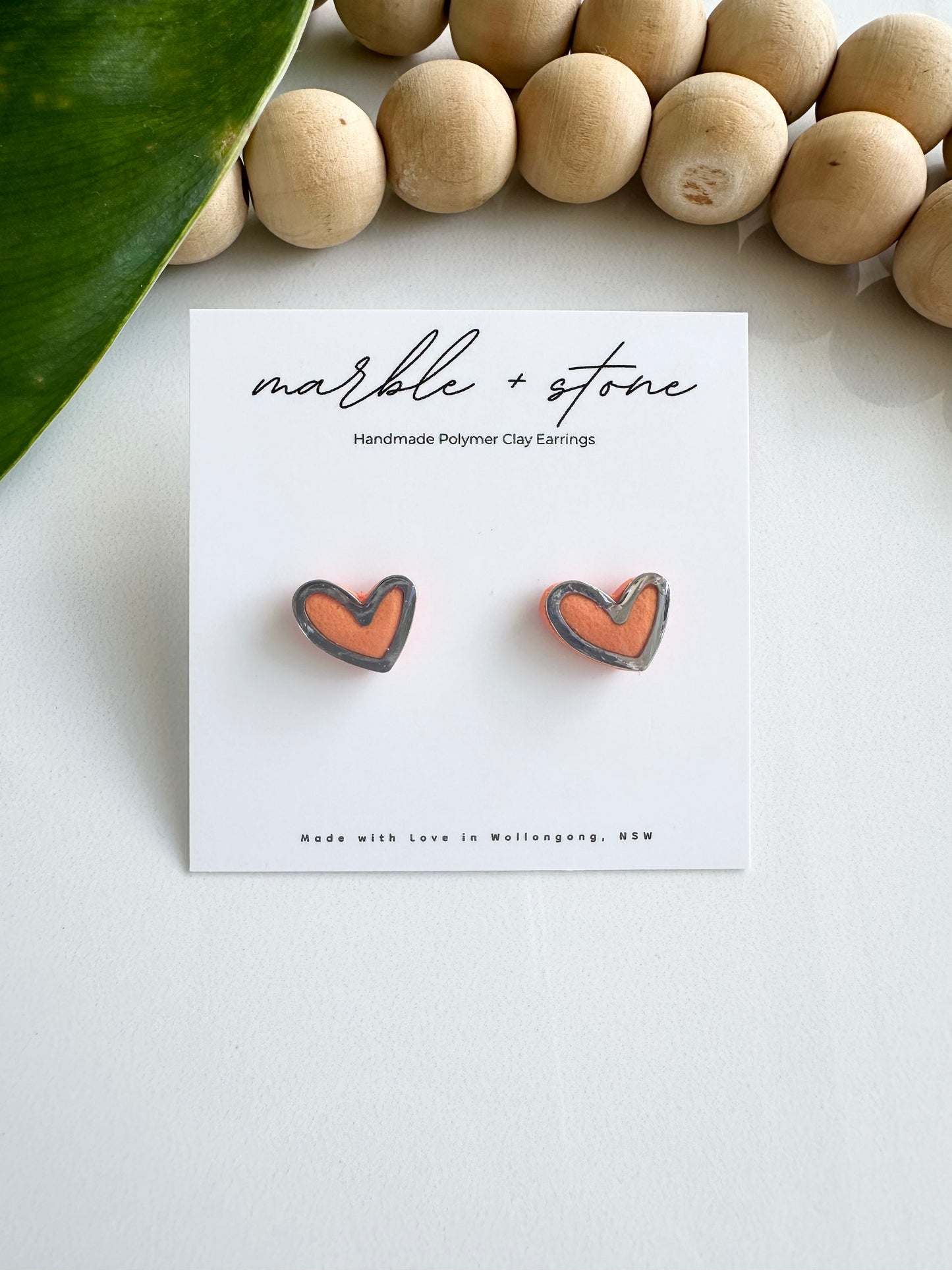 Heart - silver and orange