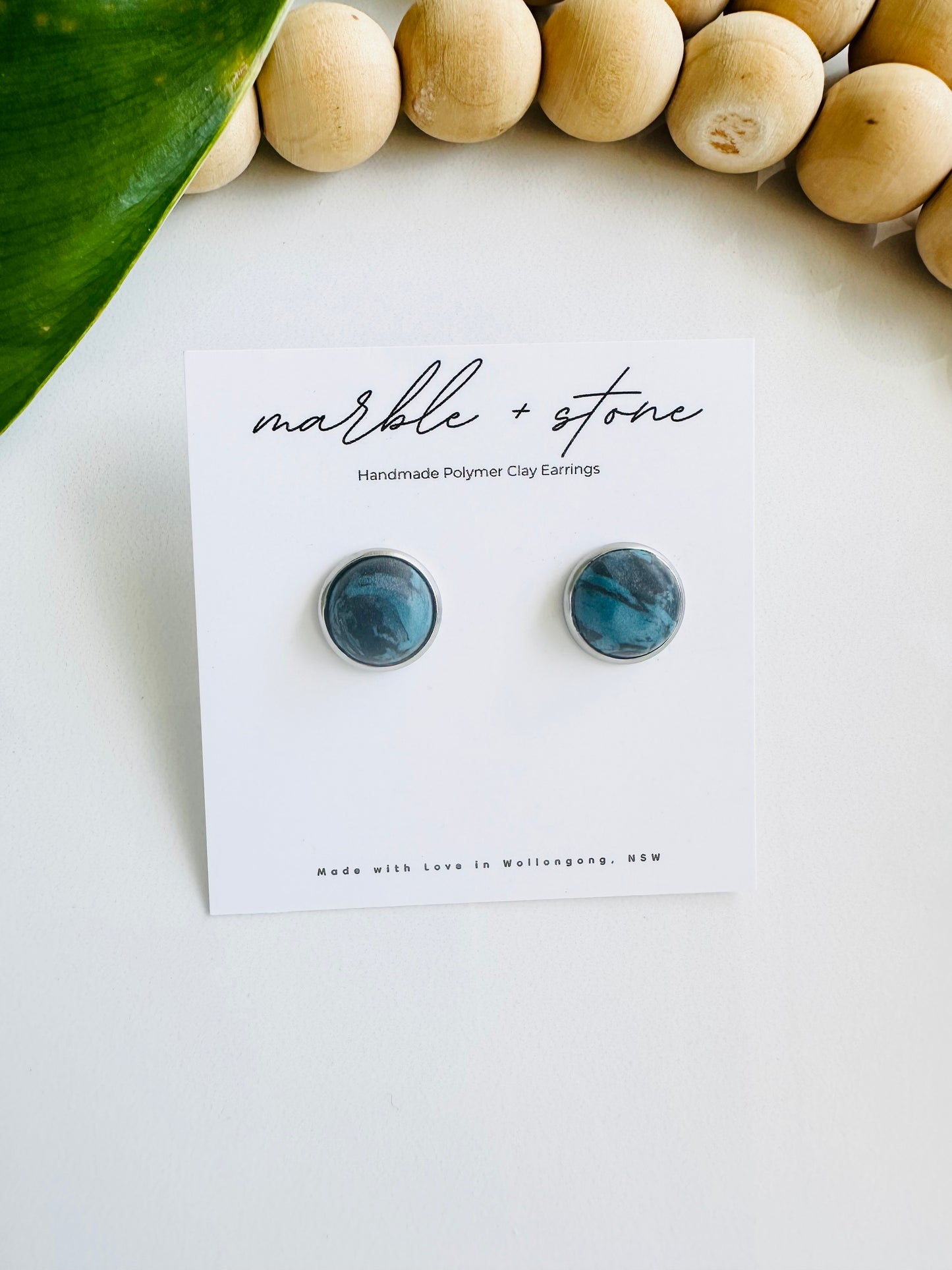 Ball stud - silver with turquoise and black