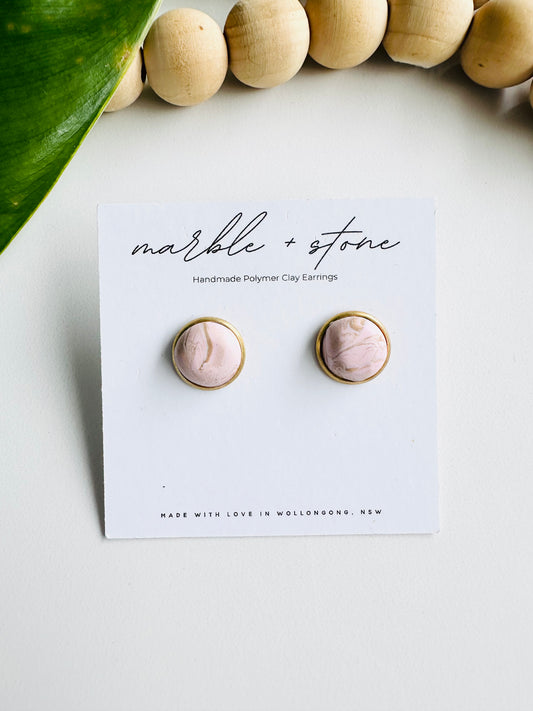 Ball stud - gold with tan and pink