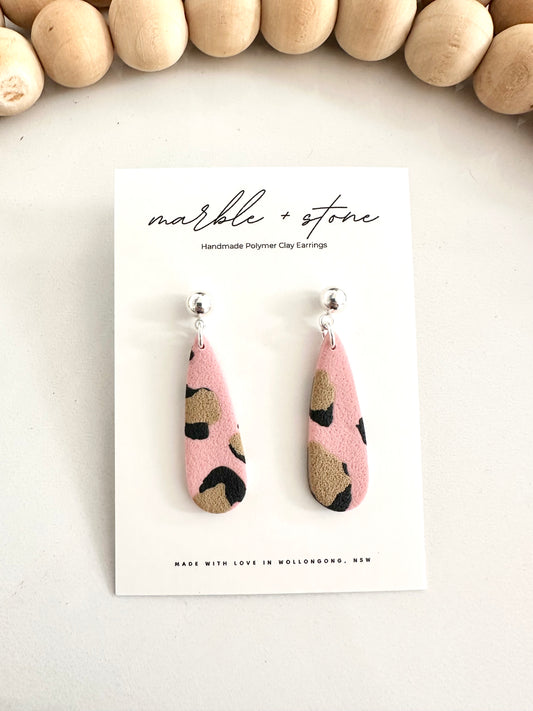 Dainty drop - pink/black leopard print