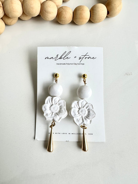 Bead and flower - white