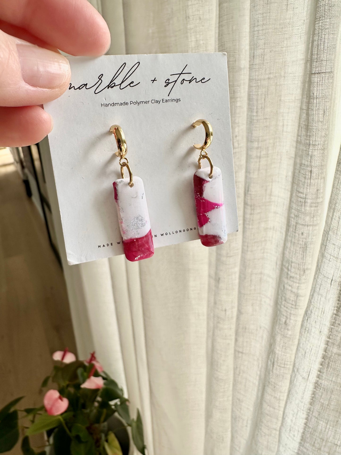 Mini drop - fuchsia, silver and white