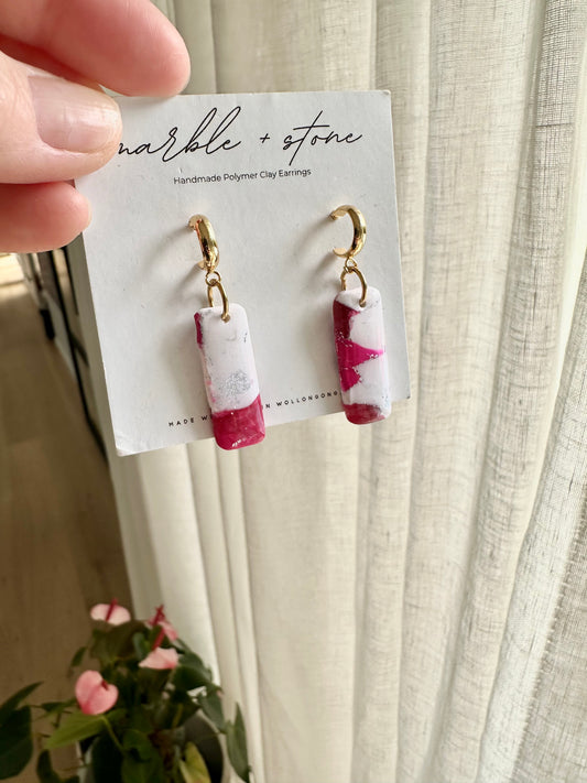 Mini drop - fuchsia, silver and white