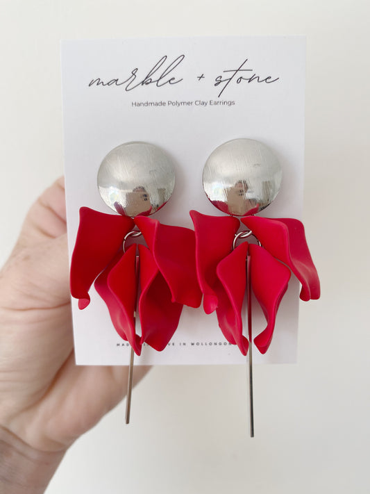 Petal - red with silver