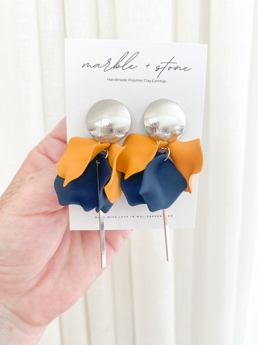 Petals - navy/mustard with silver