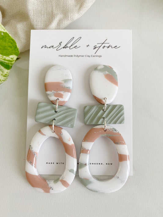 Carla - green/white/dusty pink